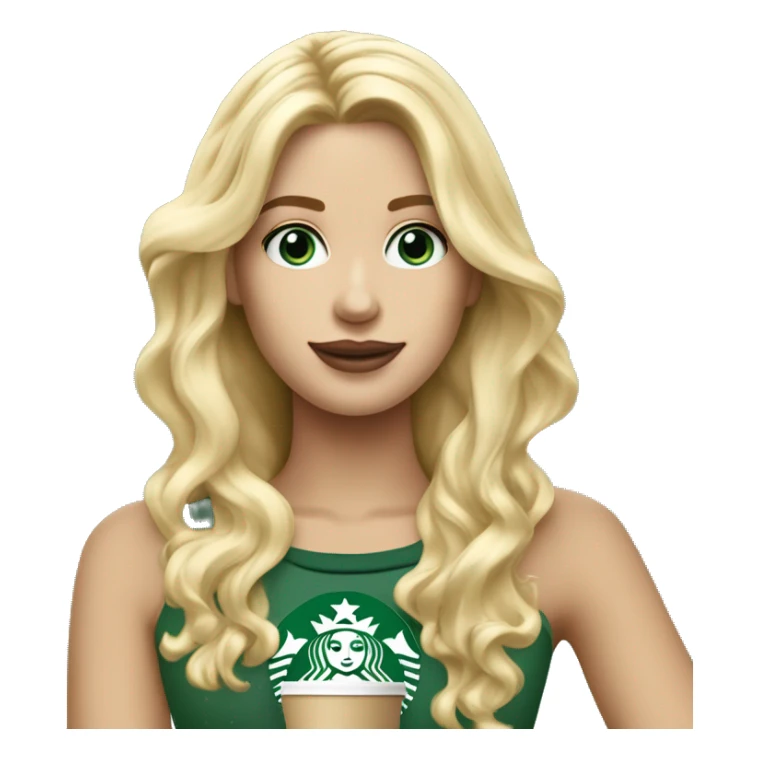 Une blonde cheveux droit  ￼blond yeux bleus qui boit Starbucks  sticker