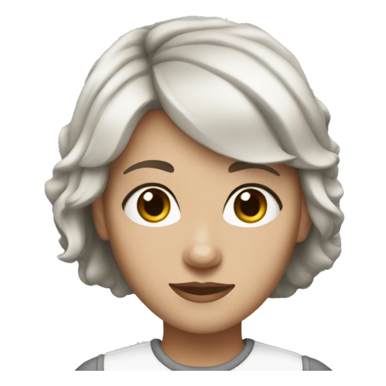 white girl, black,white and short hair, 40 age sticker