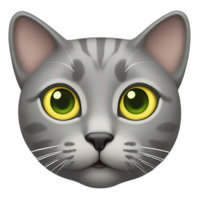 grey cat with greenish yellow eyews sticker