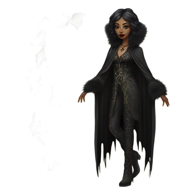 the morrigan goth woman version vines style furr robe stylish boots sticker