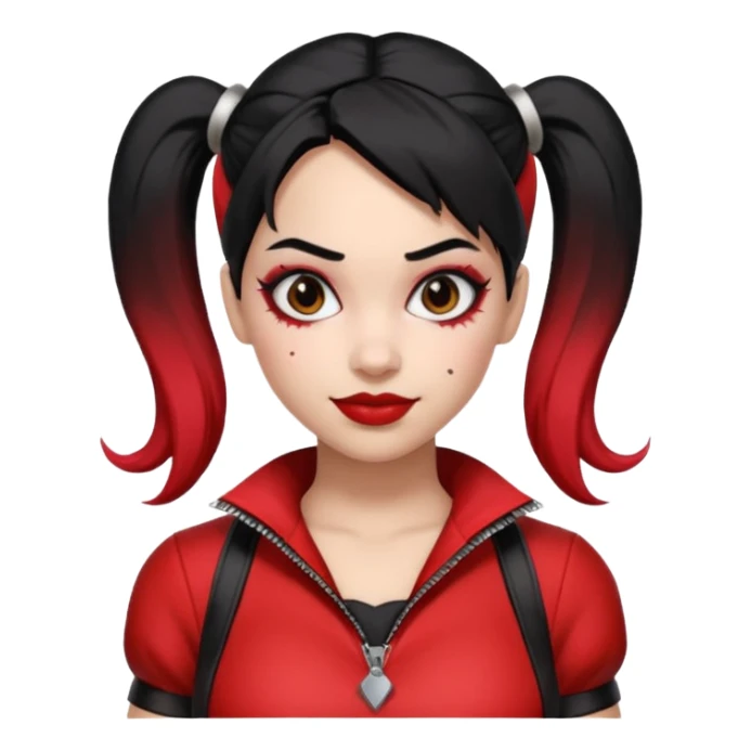 black haired woman in harley queen outfit sticker