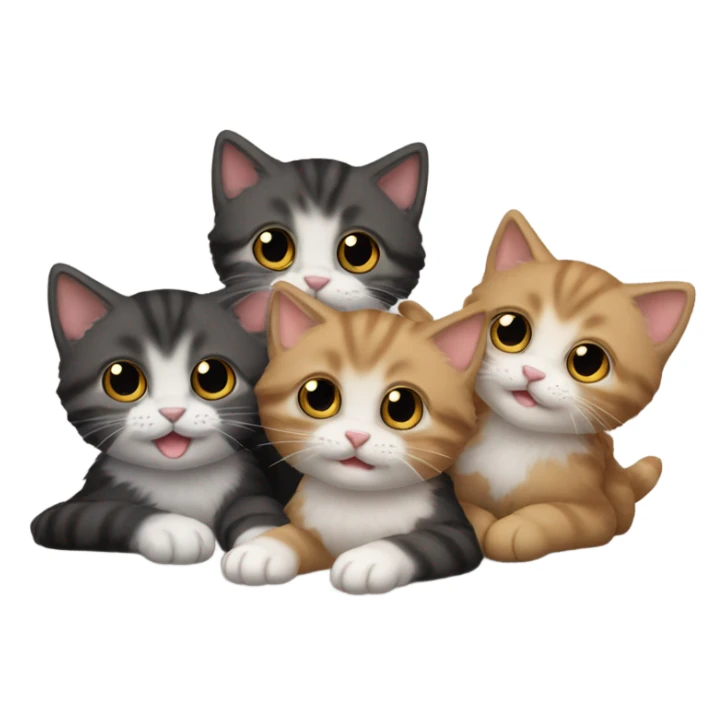 A group of black, tan and gray kittens all laying down sticker