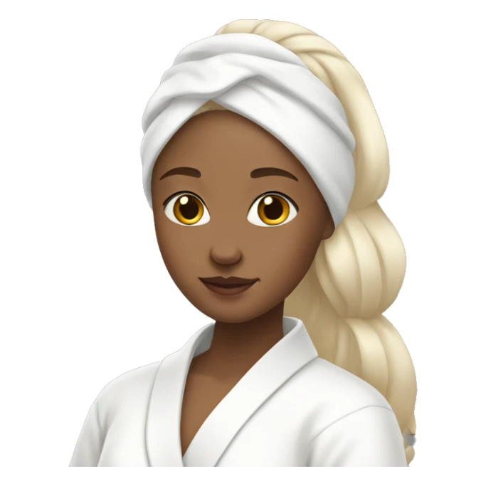 blonde girl in a white robe with a white headband doing skincare  sticker