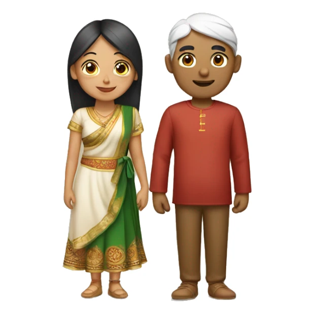 a loving indian and chinese couple sticker