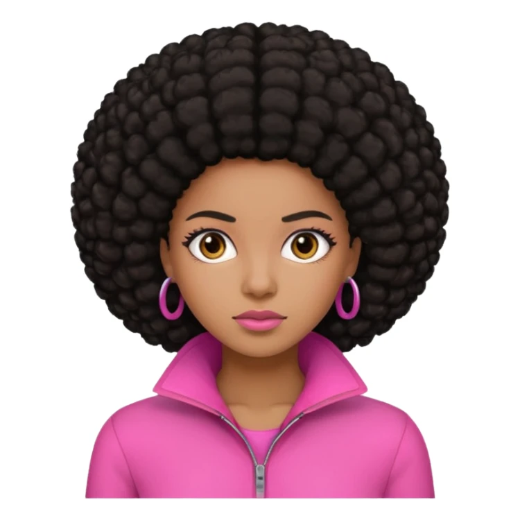 mulher afro americana trabalhando, com cabelo preto e roupa rosa  sticker