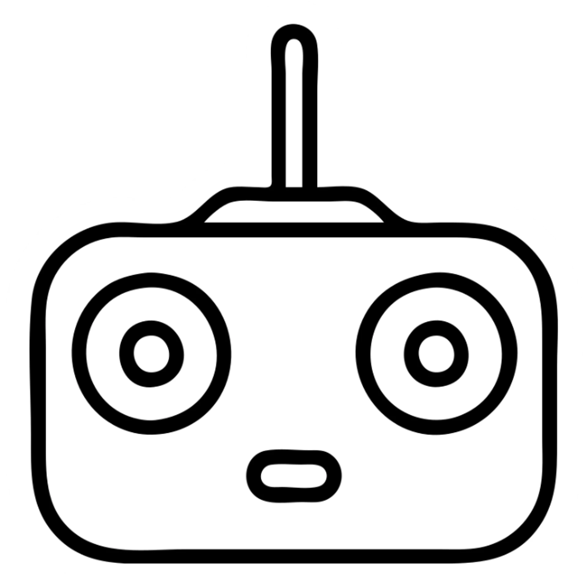 sleek VTOL remote controller, outlined icon, modern and simple sticker