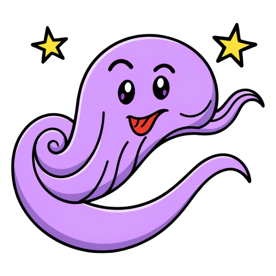 ridiculously silly face with spiraling eyes, wild expression, super long wavy tongue wiggling from side to side, stars and motion lines, extremely goofy, cartoonish, hilarious sticker