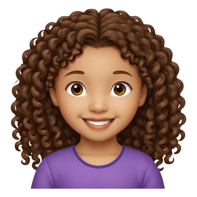 5 year old blasian girl with long brown curly hair sticker