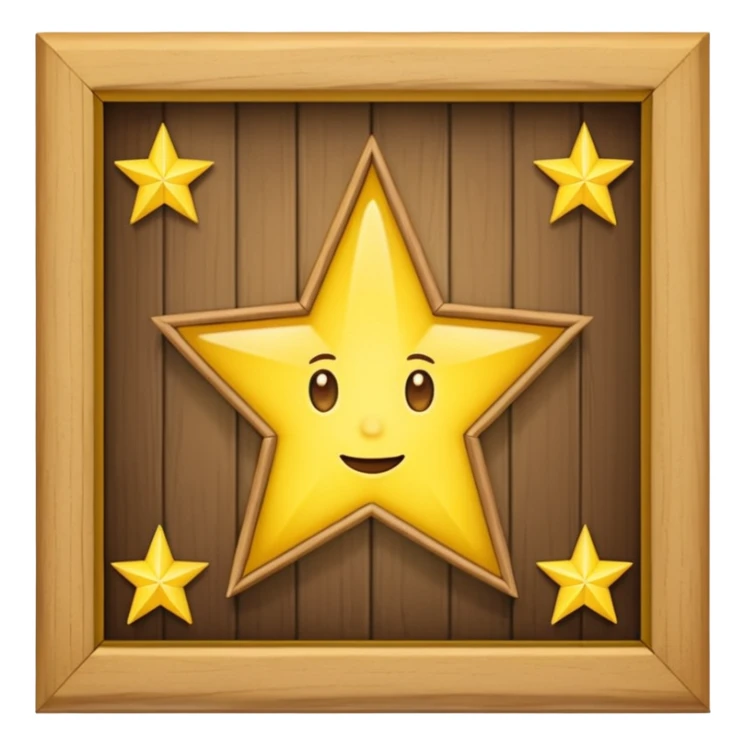 wooden wall picture frame of a star sticker