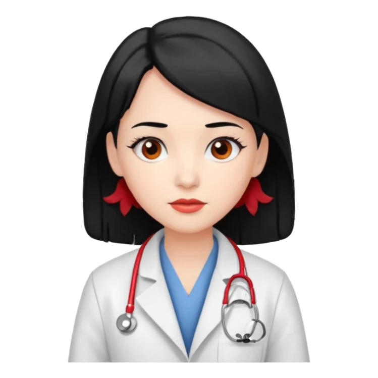 doctor with black hair and red hairclips  sticker