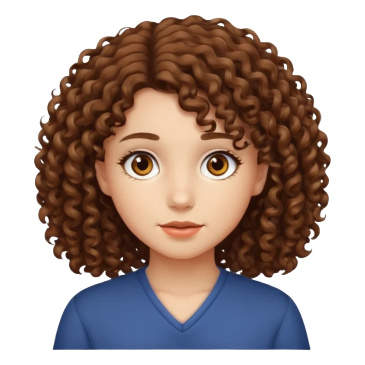 Chica con cabello chino mediano piel blanca ojos cafés  sticker