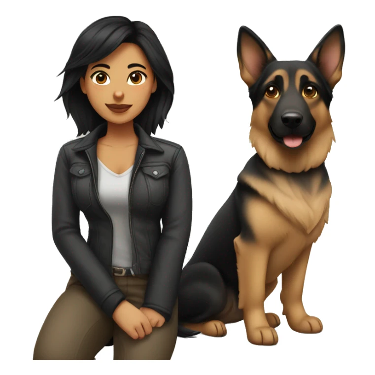 woman with black hair with german shepherd  sticker