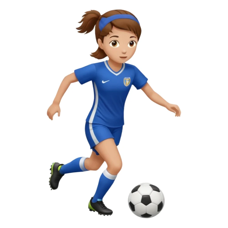 brown-haired soccer girl, dribbling sticker