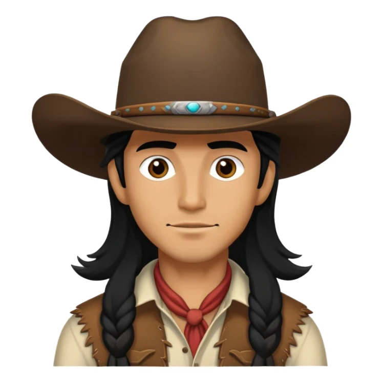 Cowboy with black long hair brown eyes and tan skin sticker