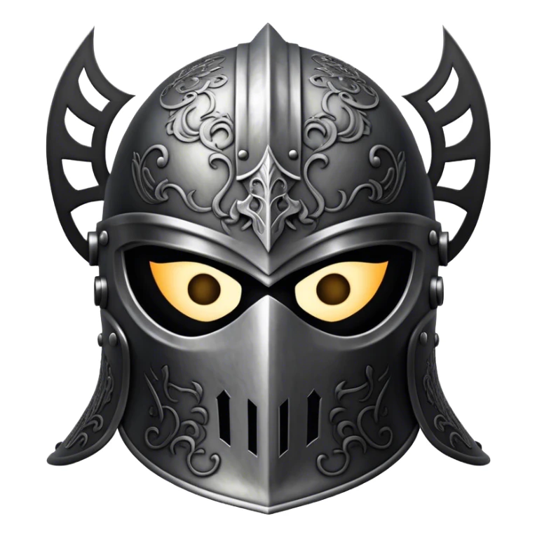 A masked knight with intricate black engravings on his steel helmet, eyes glowing with fury sticker