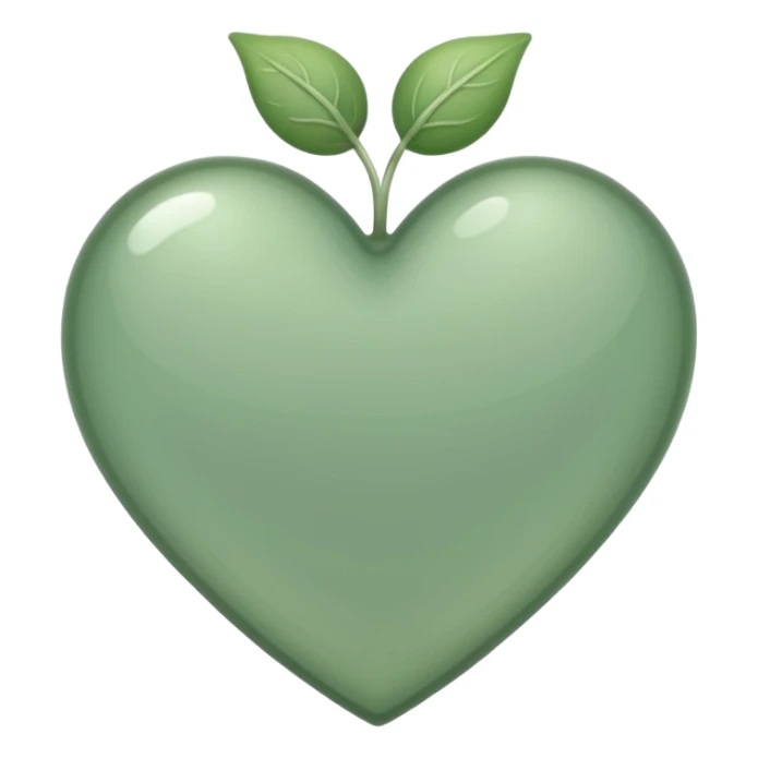 sage green heart with transparent bg without highlights, more thin and narrow sticker