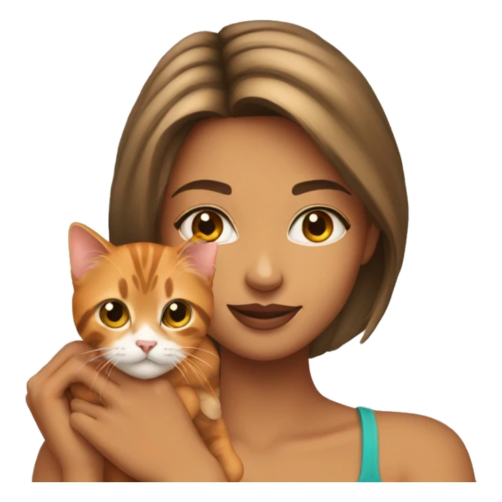 pretty woman holding tabby orange cat sticker