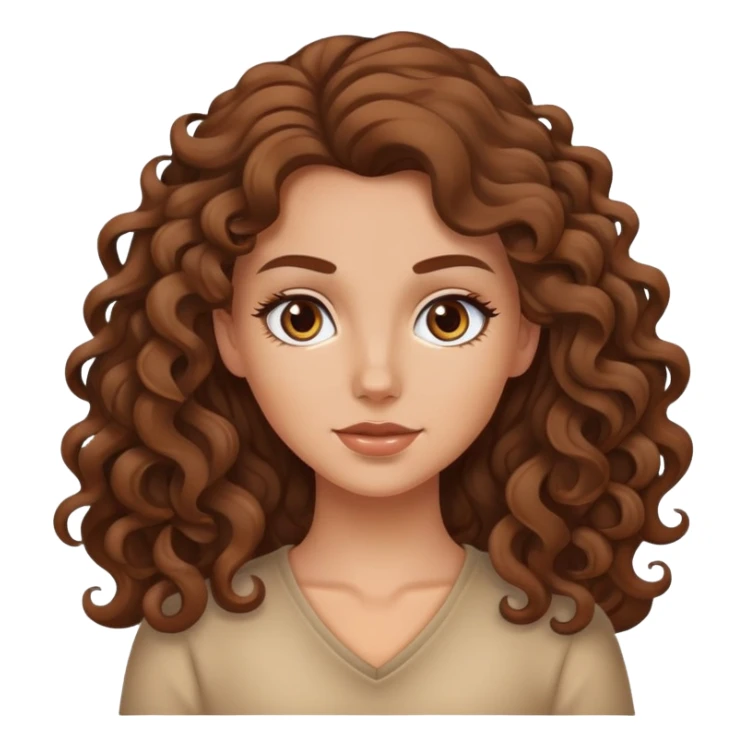 White girl with long 3A brown curls  sticker