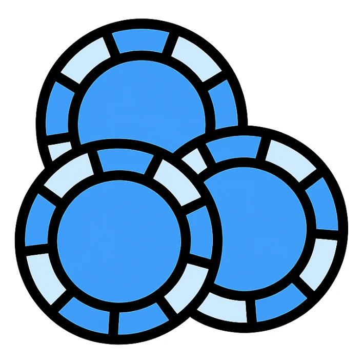 blue poker chips, simple, clean, icon-like sticker