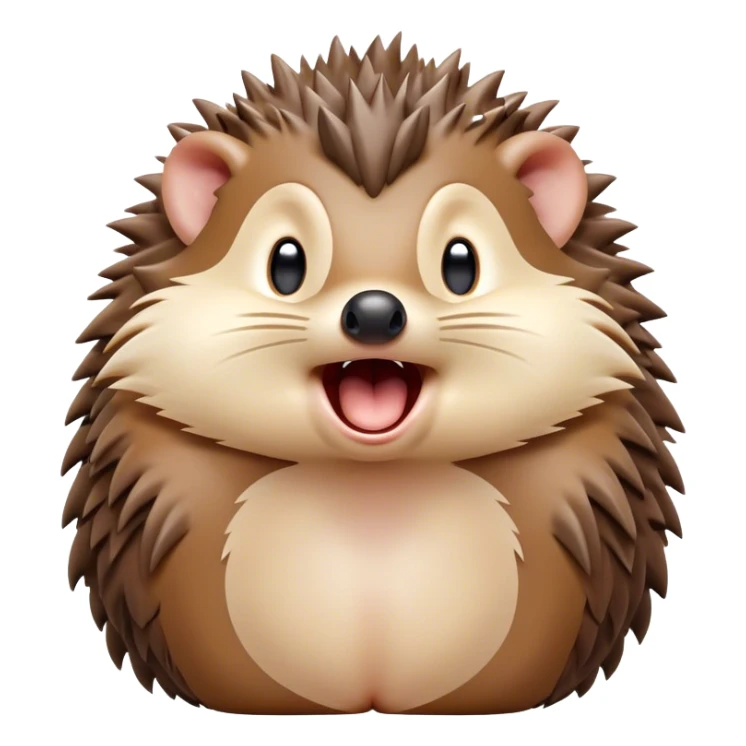 Cinematic Cute Yawning Hedgehog Portrait Emoji, Head tilted slightly with a dramatic, wide-open yawn, showcasing a soft, downy brown Fur with tiny, droopy ears and eyes barely open in drowsy contentment, Simplified yet irresistibly adorable features, highly detailed, glowing with a soft, cozy glow, high shine, relaxed yet expressive, stylized with a touch of natural whimsy, bright and endearing, soft glowing outline, capturing the essence of a sleepy yet affectionate hedgehog, so drowsy it feels like it could curl up out of the screen for a nap! sticker