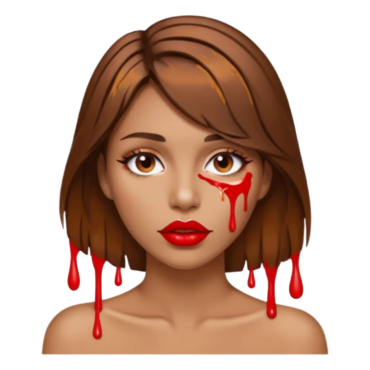 Brown Hair, Woman, white paint drip, face, hot, Sexy, lips sticker