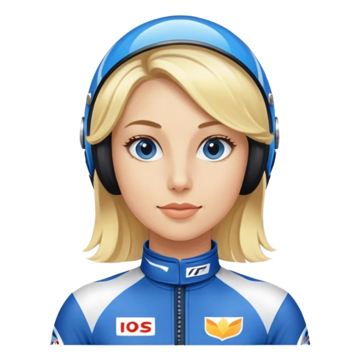 black head blond woman i in blue  racing suit sticker