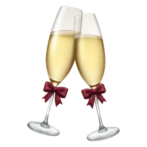 Two glasses of champagne cheering with burgundy bows sticker