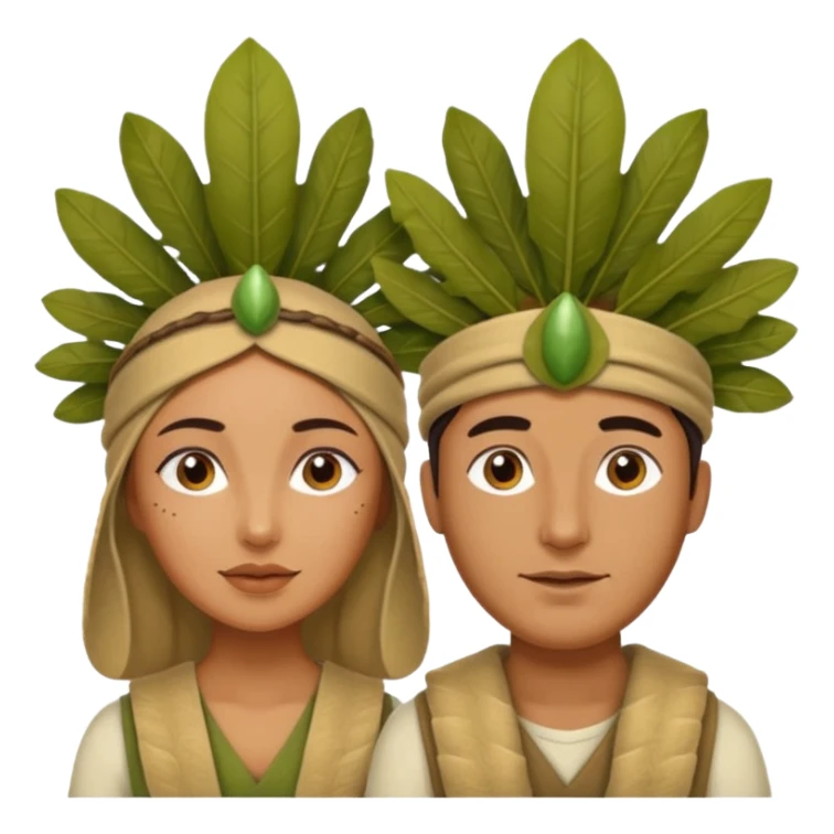 an woman man with jungle wearing a large leaf headgear bye  sticker