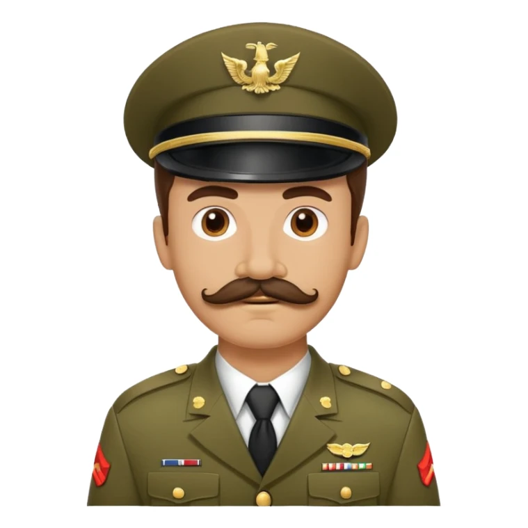 Army soldier with bushy mustache in uniform sticker