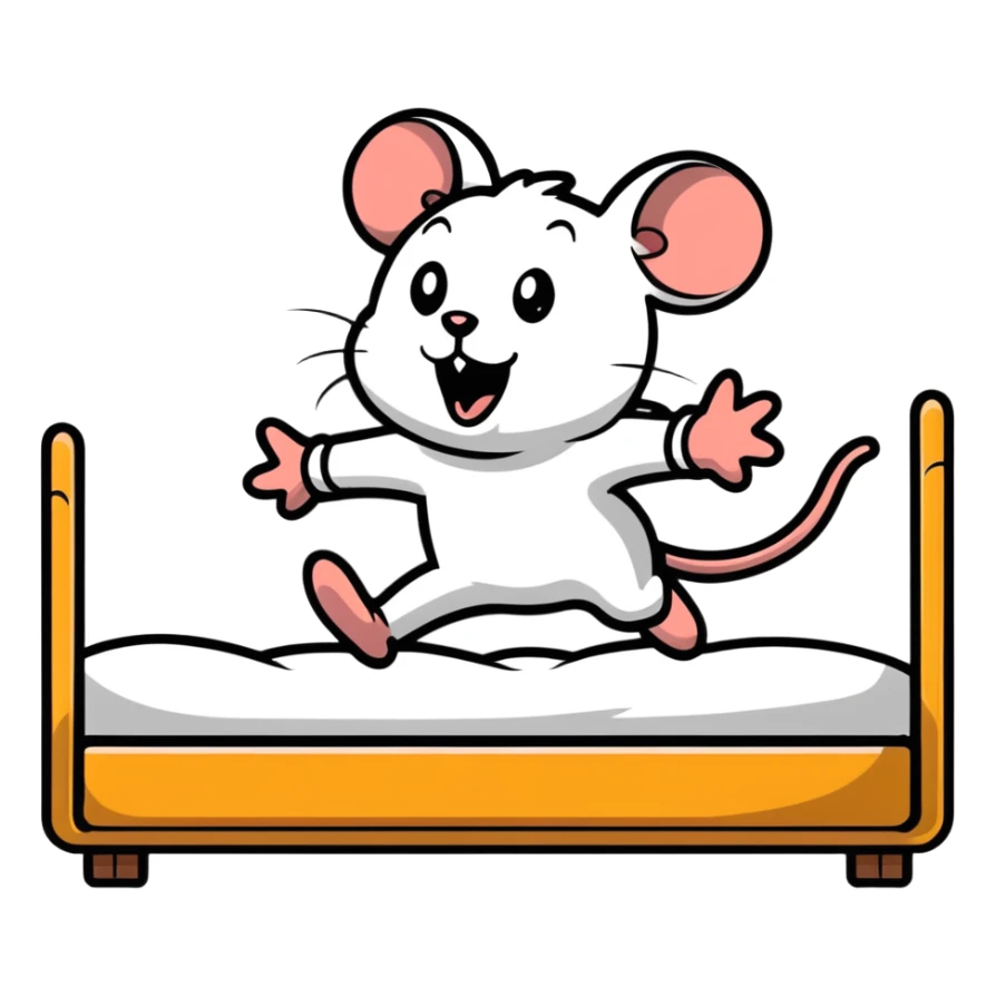Jerry mouse jumping out of bed with a shocked face sticker