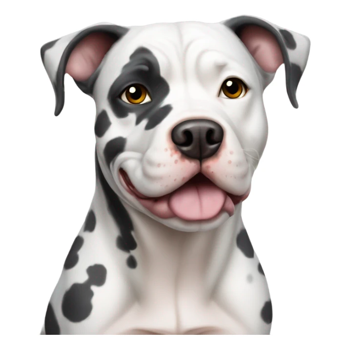 White Pitbull hound mix dog with dark grey cow spots sticker