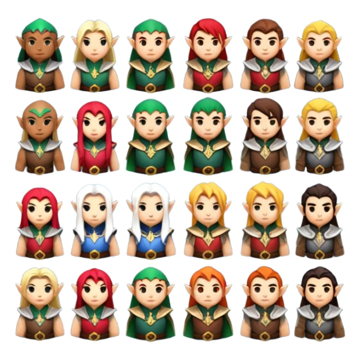 generate pack icons avatar like emoji on RPG theme. There has like warrior, magician, rogue, paladin and etc. Also add it some races like human, orc, dwarf and etc. sticker
