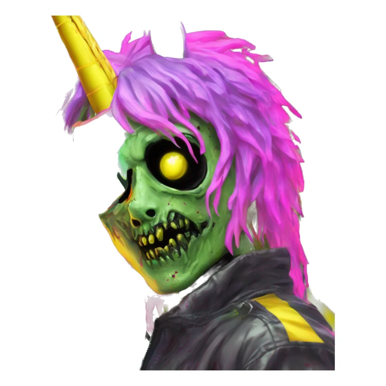 .Zombie_ Vaporwave black holographic oilslick zombie unicorn yellow caution tape and a vinyl sticker