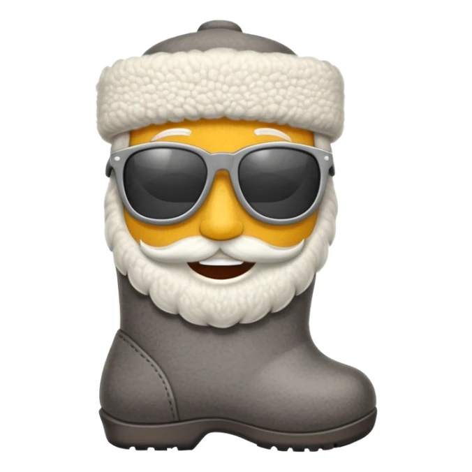 A cute traditional Russian felt boot (valenok) with a smiling face, wearing sunglasses and looking cool sticker