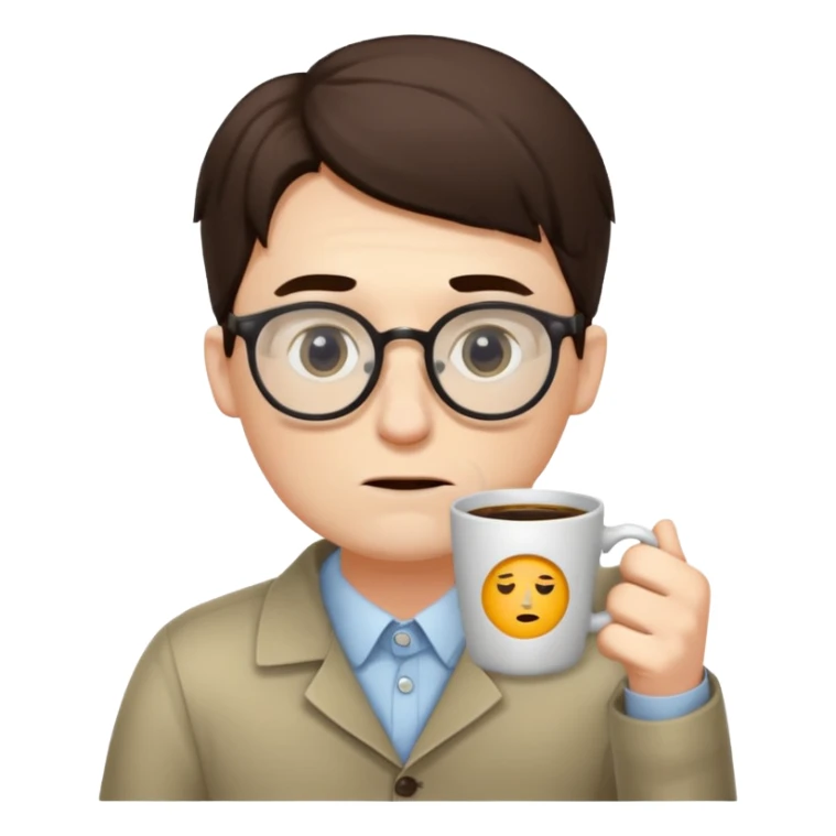 tired programmer with dark circles under his eyes drinks coffee sticker