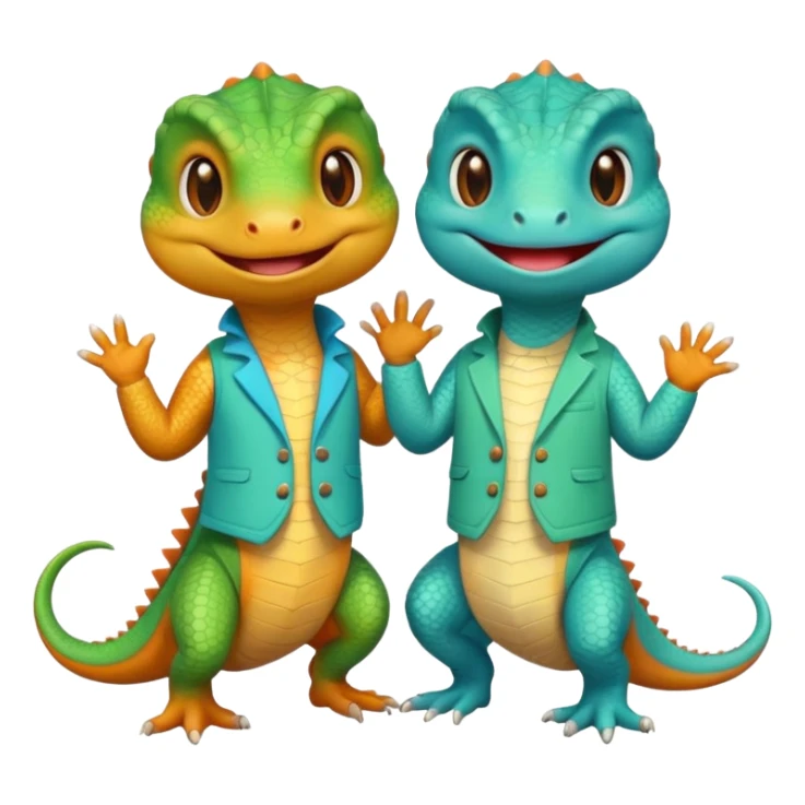 Lizard couple wear cute clothes  sticker