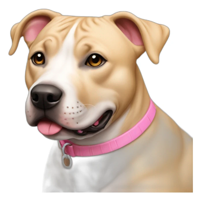biege staffy with pink nose sticker