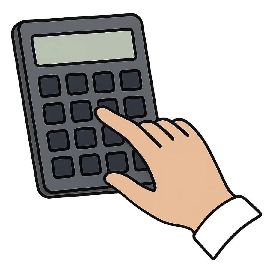 Используя такую стилистику сгенерируй иконку где рука вводит что-то в калькуляторе, прозрачный фон sticker