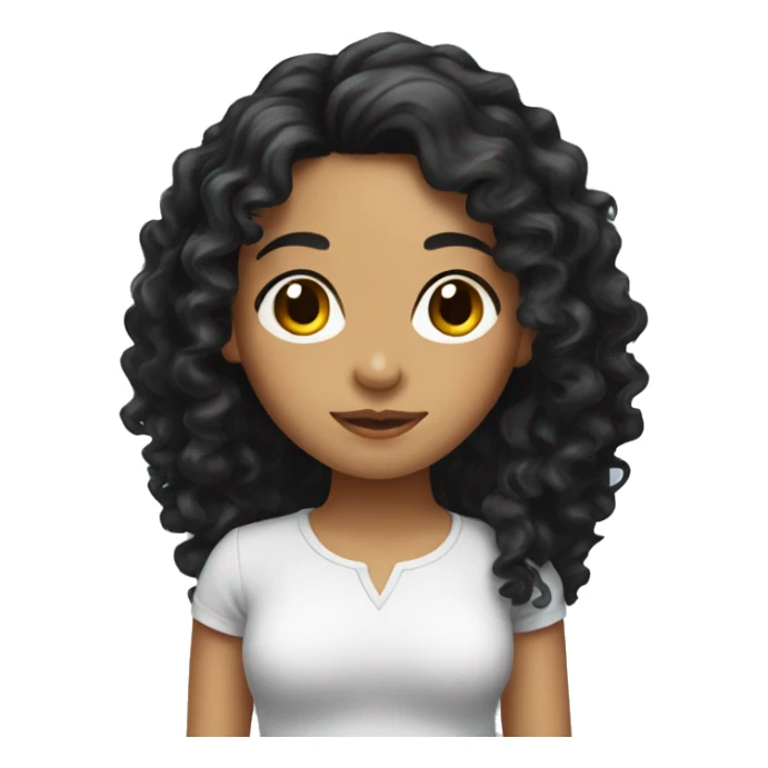 latin girl with a long black curly hair  sticker