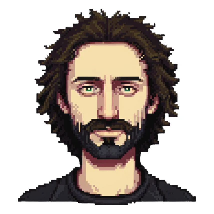 hairy man with a crooked nose sticker