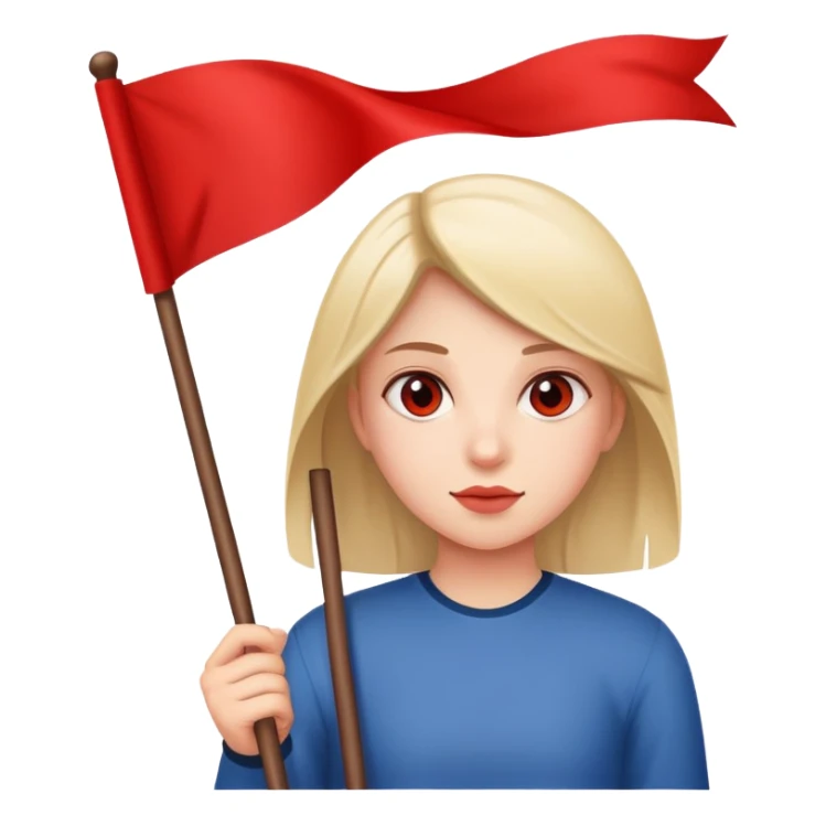 girl holding a red flag sticker