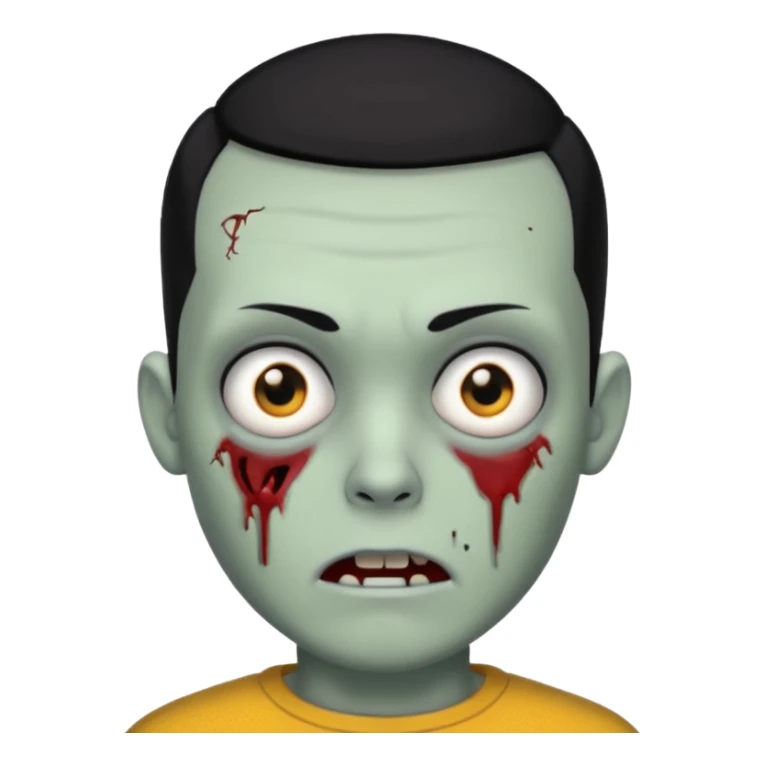 Zombie with buzz cut and black hair sticker