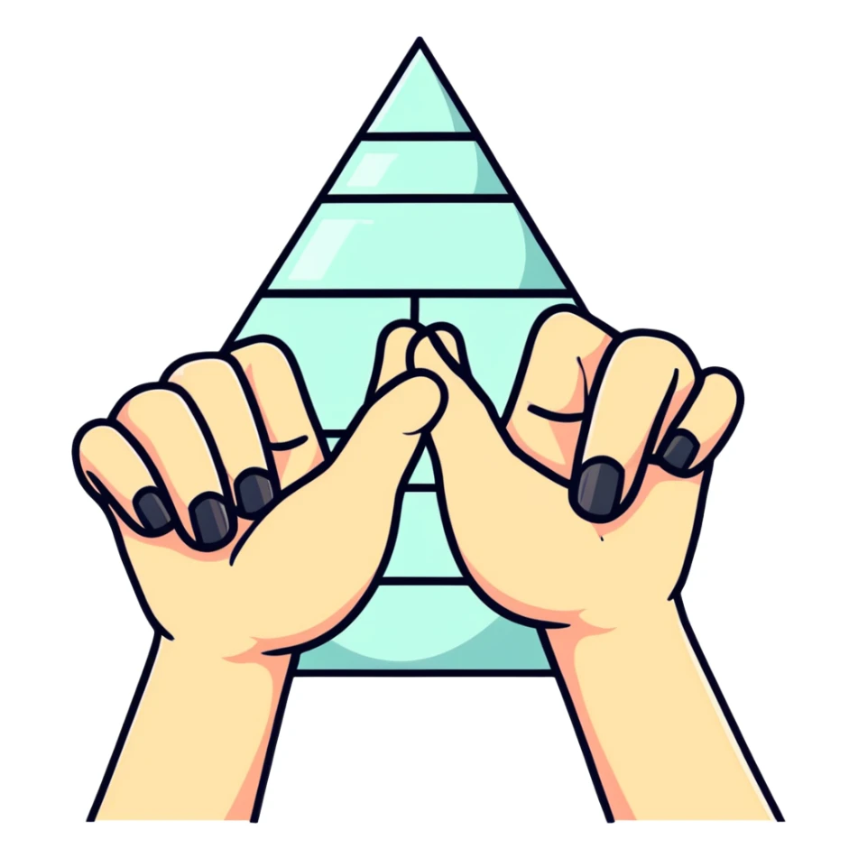 two hands forming a pyramid with their fingers sticker