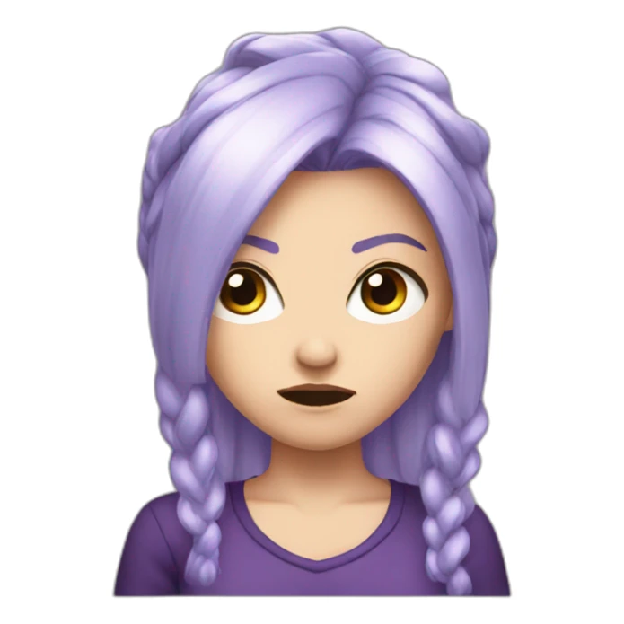 angry white girl purple hair sticker