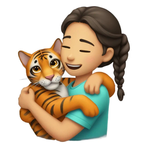 A girl hug a Bengal ocelore sticker