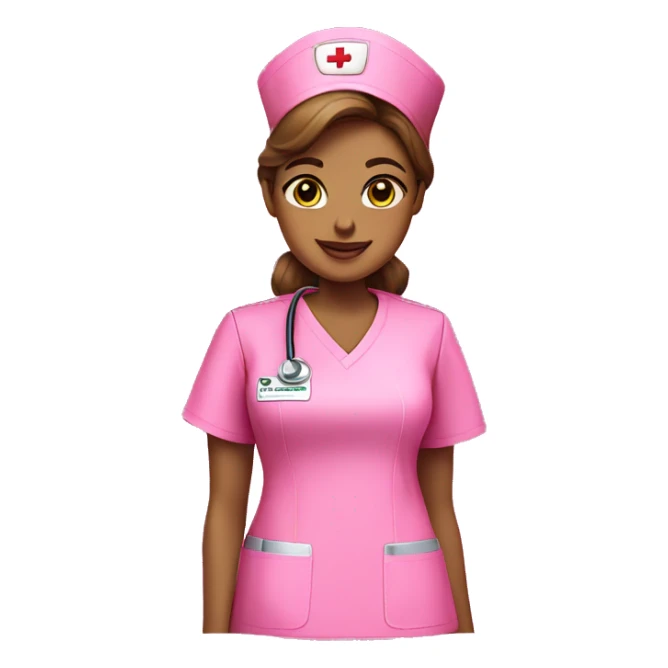 Hot pink nurse scrub top with glitter  sticker