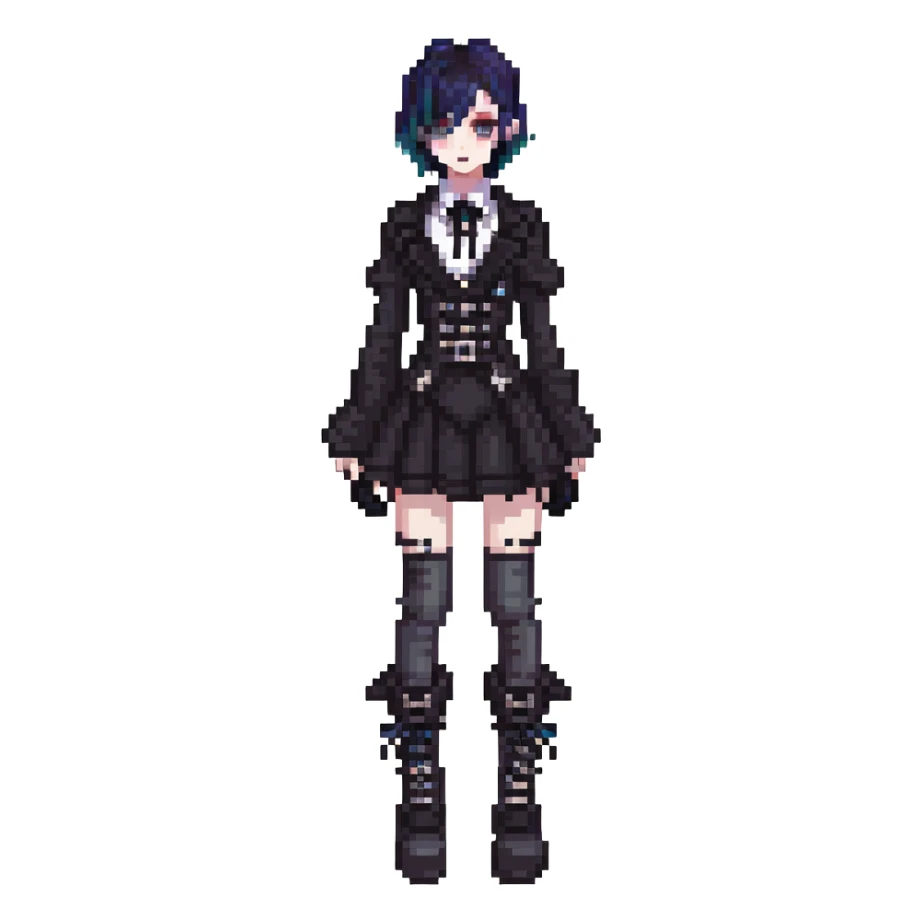 gothic femboy with dark makeup and platform boots sticker