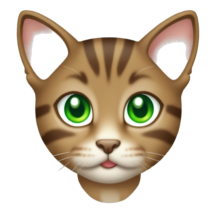 kawaii brown tabby kitten head with green eyes sticker