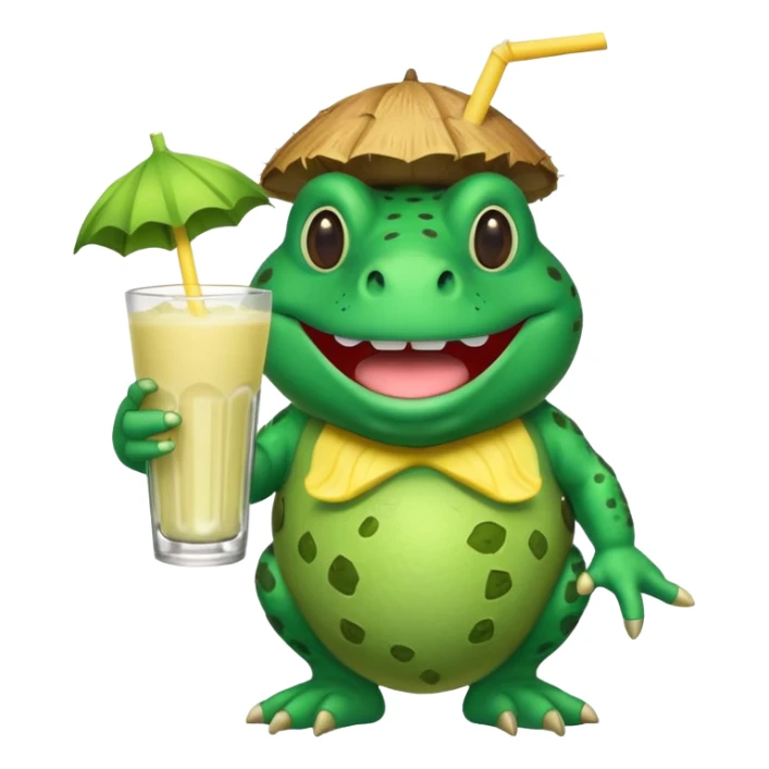 bufo green cartoon meme drinking a pina colada sticker