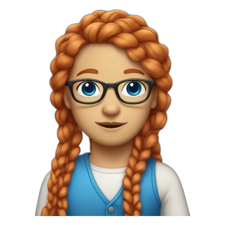 Red head with blue eyes long hair glasses and two braids sticker
